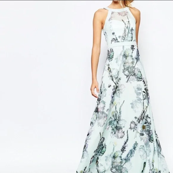 ted baker maxi dress green Ted Baker Sanari Satin Sleeveless Vneck Maxi Dress Women's – Kicks Machine main image 0
